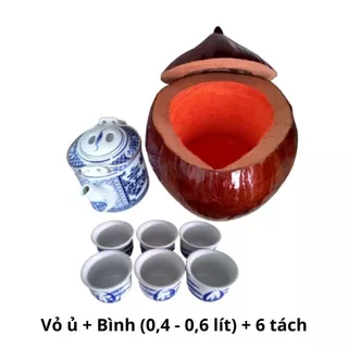 Bình ủ trà trái dừa sơn bóng, Bình trà 0,4 - 0,6 lít, Sản phẩm được sản xuất tại Bến Tre