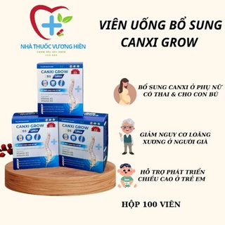 Viên Uống Canxi Grow Letco - Bổ Sung Canxi,  Giảm Nguy Cơ Loãng Xương, Đau Nhức Chân Tay, hộp 10 vỉ x 10 viên