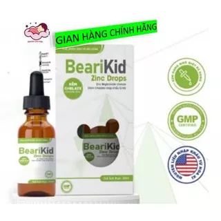 Kẽm hữu cơ BeariKid Zinc Drops, Kẽm Zeambi dạng nhỏ giọt hỗ trợ bé ăn ngon giảm ốm vặt tăng đề kháng ( Lọ 30ml )