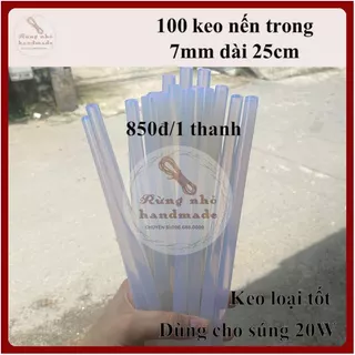 Keo nến, loại trong,  đường kính 7mm, dài 25cm, làm handmade, dán đồ, decor, trang trí