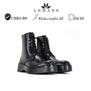 The Breakthrough Chunky COMBAT Boots Lemans - BST độc quyền, đế cao 6cm Full cao su nguyên khối Da bò nguyên tấm BH 24T