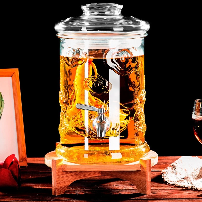 Bình ngâm rượu thủy tinh, bình đựng rượu dáng trụ dung tích 6 lít – 10 lít