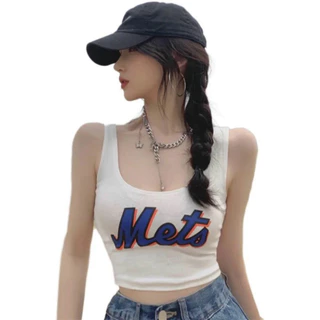 Áo Thun Kiểu Ba Lỗ Nữ Croptop In Chữ Mets