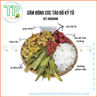 Set sâm bông cúc kỉ tử táo đỏ nấu 5 lít siêu rẻ, tiện lợi, dễ nấu (set mới chất lượng hơn)