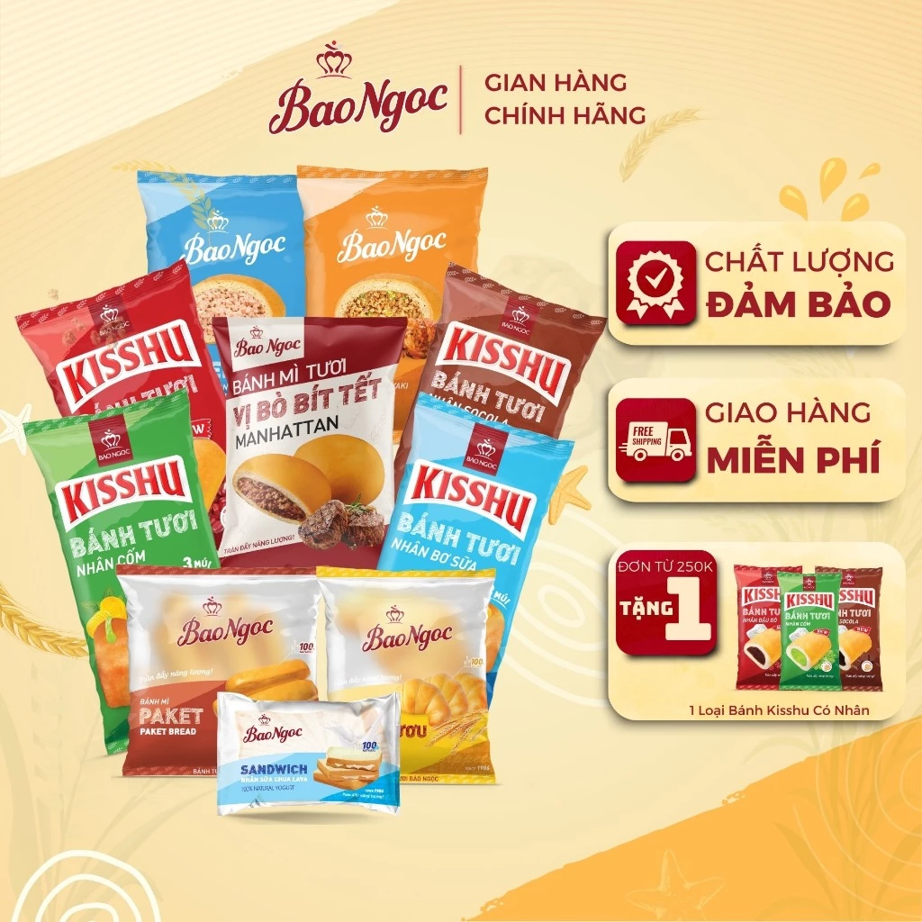 [22 Vị] Bánh Mì Tươi Bảo Ngọc Full Vị Bông Lan Sandwich Nhân Bơ Socola Bò Gà Ruốc Chà Bông (Mới Nhất 2024)