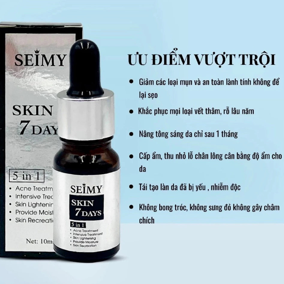 SEIMY SKIN 7 DAYS ( Lọ 10ml ) . Seimy Skin 7days 5in1 Giảm Mụn Thâm Rỗ Serum 10ml