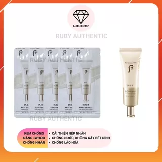 Gói sample Kem chống nắng chống nhăn Whoo Vàng mẫu mới - Anti Wrinkle UV Protective Cream SPF50+, PA++++ ,Ruby Authentic