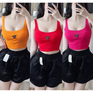 ÁO HAI DÂY BẢN TO CROPTOP LOGO TAM GIÁC PR CHẤT BORIP