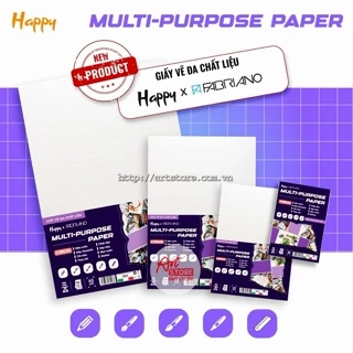 Giấy Vẽ Đa Chất Liệu Happy Multi Purpose 200gsm-Giấy Vẽ Màu Nước, Chì Màu, Màu Sáp, Marker Khổ A6/A5/A4/A3