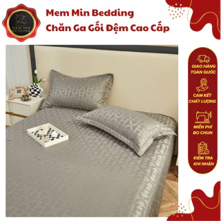 (GG117)  Set Ga Gối Phi Lụa Vân Chìm Sang Chảnh Cao Cấp - MemMinbedding