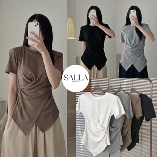 Áo thun nữ Salila áo nữ cổ tròn xoắn eo chất cotton mềm co dãn lên dáng siêu xinh AC02