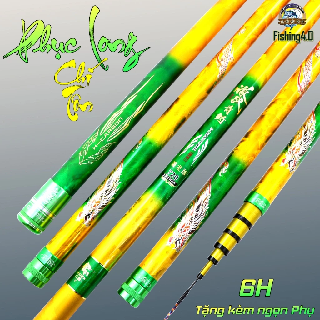 Cần Câu Phục Long Chí Tôn 6H Chính Hãng - Carbon Cao Cấp Tặng Kèm Ngọn Phụ - BB57