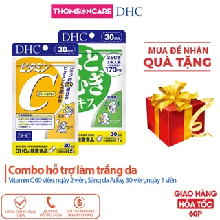 Combo viên uống hỗ trợ làm trắng, đẹp da DHC Vitamin C và DHC Adlay Extract từ bột ý dĩ - Thomsoncare