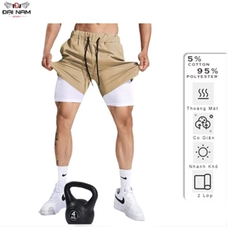 Quần Short Nam 2 Lớp,Quần Tập Gym DNS96 Chạy Bộ,Đạp Xe,Tập Thể Thao Co Giãn,Thoáng Khi Đại Nam Sport