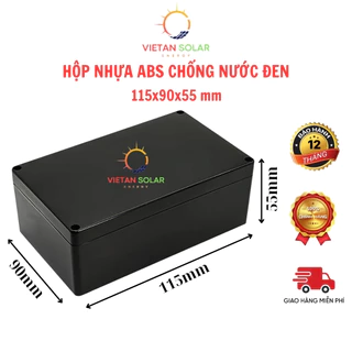 Hộp nhựa ABS, hộp nhựa đựng mạch điện tử đen 115x90x55mm