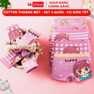 Quần chip bé gái chất cotton cao cấp BBShine, Set 4 quần chip đùi bé gái nhiều màu sắc đáng yêu – C027