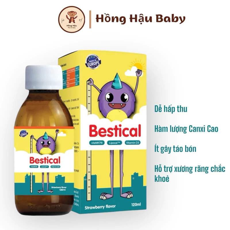 [Chính Hãng] Canxi sinh học kết hợp vitamin D3 K2 hỗ trợ tăng chiều cao Bestical 120ml