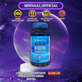 Viên Uống Puritan’s Pride Ultra Mega Biotin 10000mcg Hỗ Trợ Mọc Tóc, Giảm Gãy Rụng Tóc Và Chắc Khỏe Móng