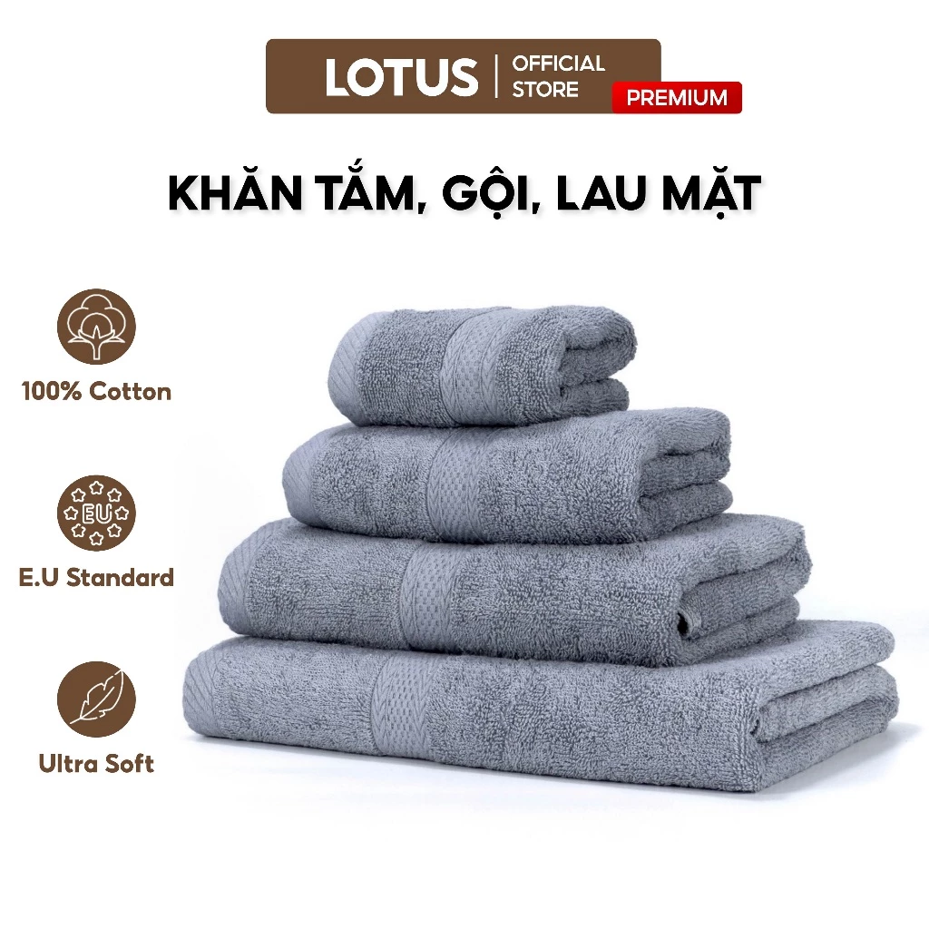 Khăn Tắm Lotus, Khăn Lau Mặt, Khăn Gội 100% Cotton Cao Cấp Mềm Mịn, Thấm Hút, Không Ra Màu