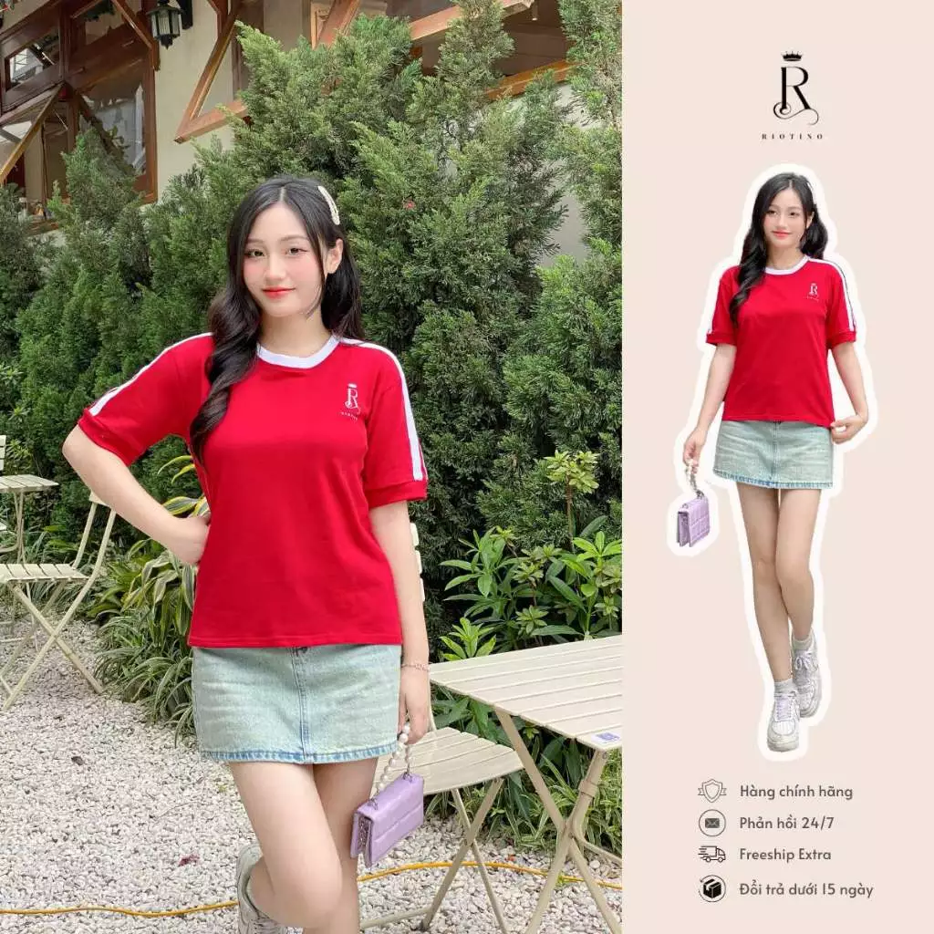 Áo Thun Trơn màu Đỏ RIOTINO BASIC Unisex Nam Nữ 100% Cotton Cao Cấp AT01