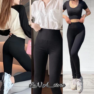 🔥Hot🔥Quần Legging Nữ Cạp Cao Chất Vải Umi Dày Dặn Không Cắn Chỉ Màu Đen Nâng Mông, Quần Legging Nữ Siêu Tôn Dáng