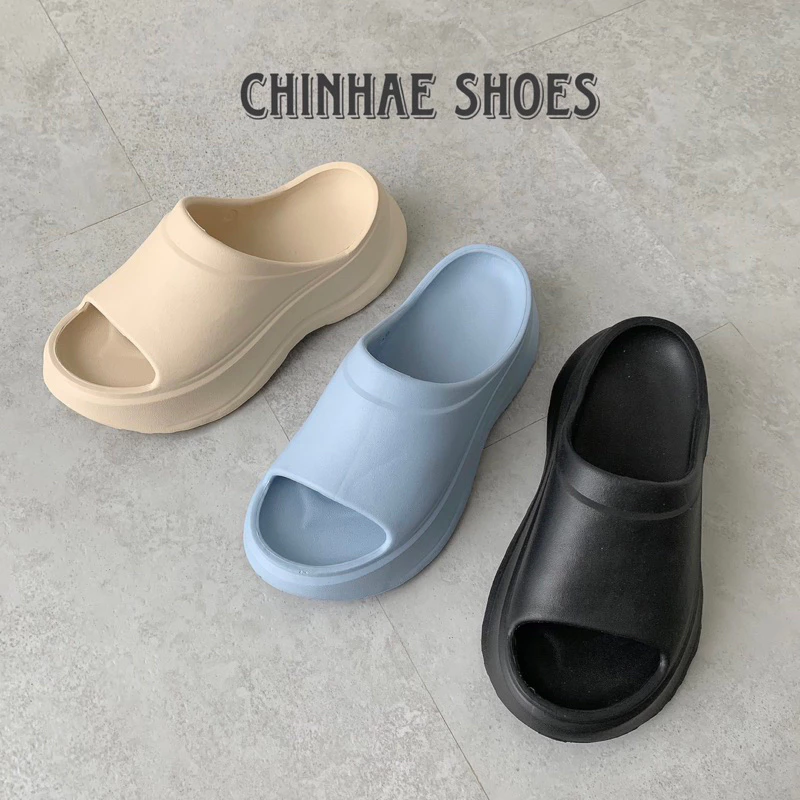 Dép lê quai ngang đế cong siêu nhẹ chống mùi nam nữ Eva đế dày tăng chiều cao phong cách trẻ trung năng động hack dáng