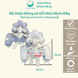 Bộ gối ôm/gối chặn bông kèm gối hình mây Monmon Chính Hãng