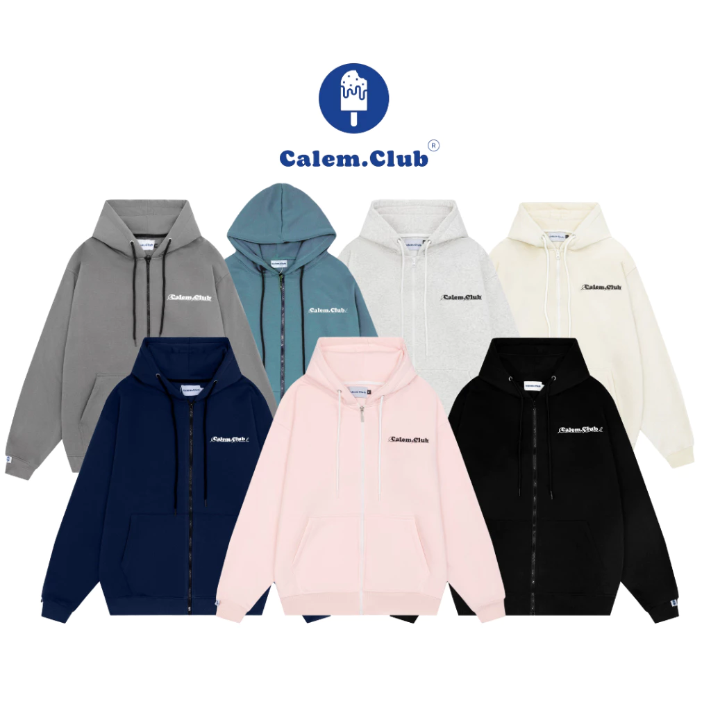 Hoodie zip in chữ CALEM.CLUB - Áo khoác nỉ dây kéo chất lót bông brand CALEM.CLUB