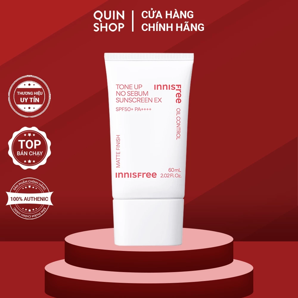 Kem Chống Nắng Cho Da Dầu, Da Khô Innisfree Tone Up No Sebum, Watering Sunscreen SPF 50+ PA++++