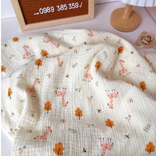 vải xô muslin 2 lớp cao cấp hươu cao cổ siêu mềm mại