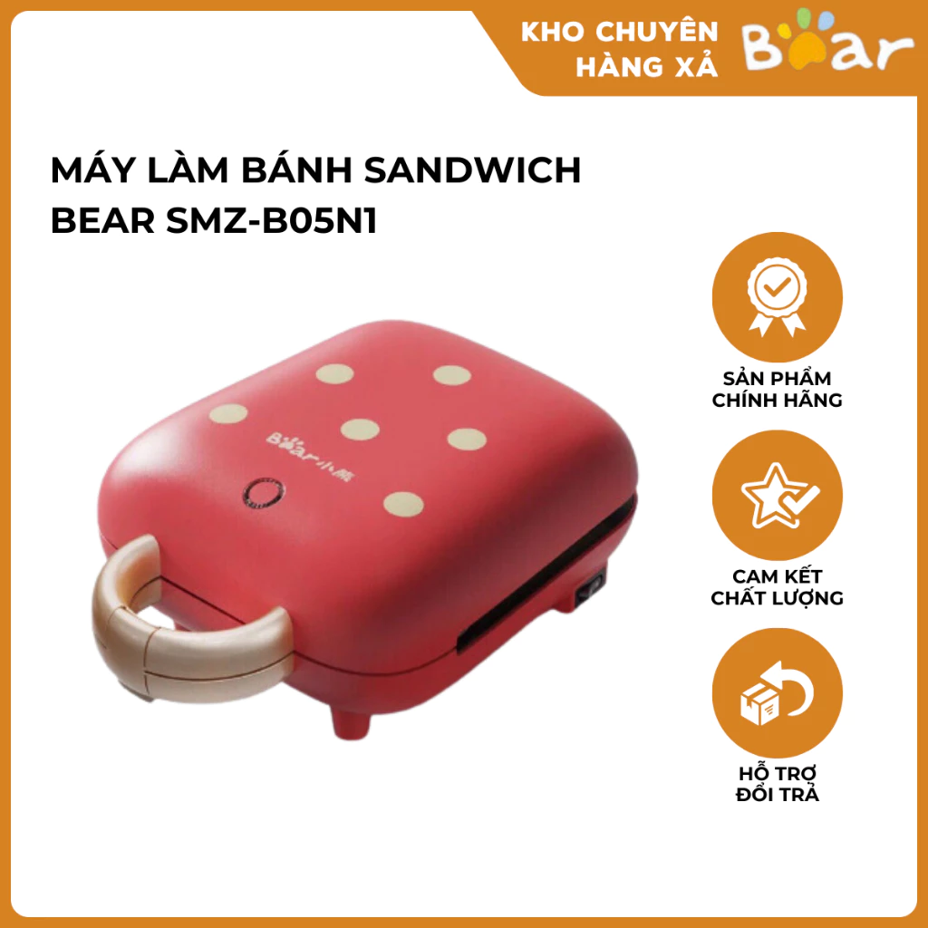 "Máy Làm Bánh Sandwich Bear SMZ-B05N1 Chống Dính Chín Nhanh Thiết Kế Nhỏ Gọn Tiện Lợi Làm Bữa Sáng  "
