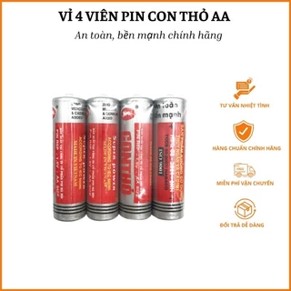 Pin tiểu con thỏ, vỉ 4 viên pin AA con thỏ, pin đũa 1.5v chính hãng  bền bỉ an toàn tiên dụng lắp đặt thiết bị, đồ chơi