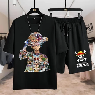 [BST ONE PIECE] bộ thể thao nam mặc hè, Chất thun cotton thấm hút mồ hôi Họa Tiết Luffy Cực Ngầu