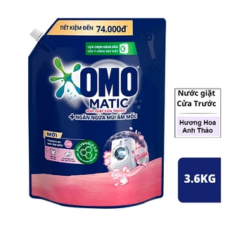 Nước giặt OMO chuyên dụng cửa trước Ngăn ngừa Mùi Ẩm mốc Hương Hoa Anh Thảo Túi 3,6kg