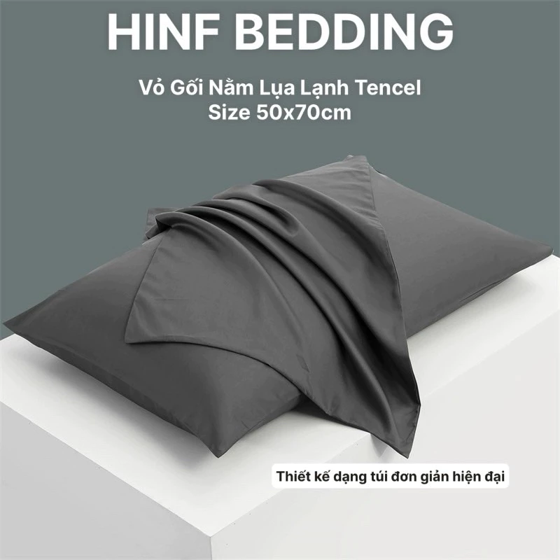 Đôi Vỏ Gối Nằm HinF Bedding Lụa Tencel 40s Cao Cấp Màu Basic size 50x70 cm Dễ Dàng Sử Dụng