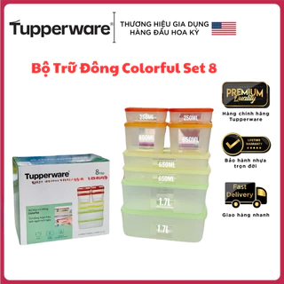 Bộ hộp trữ đông colorful set 8 Tupperware, hộp ngăn đông, Hộp đựng thức ăn, Hộp bảo quản thực phẩm, hộp nhựa nguyên sinh