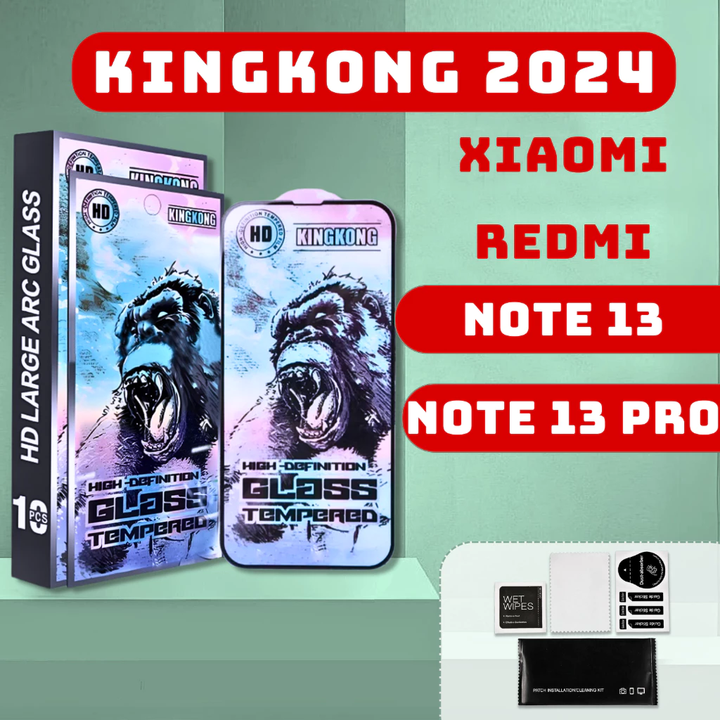 Kính cường lực  Redmi Note 13 Pro, Note 13 kingkong xanh|Miếng dán bảo vệ màn hình Xxiaomi|julyca