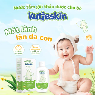 Nước tắm gội thảo dược cho bé Kutieskin 200ml cho dùng khi Con bị hăm, rôm sảy, viêm da...