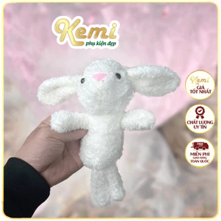 Thỏ bông trắng lông xù bunny mình trơn dễ thương treo áo váy xe hơi