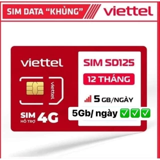 SIM VIETTEL 6SD125 12SD125 5GB/NGÀY 12 THÁNG