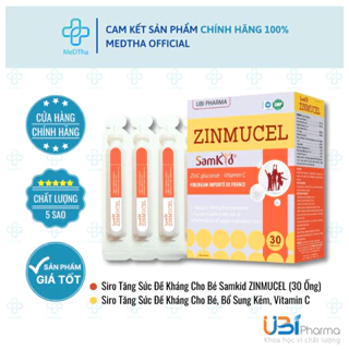 Siro Tăng Sức Đề Kháng Cho Bé Samkid ZINMUCEL - Bổ Sung Kẽm, Vitamin C, Giảm Mệt Mỏi(30 Ống) [Chính Hãng]