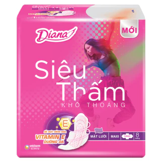 Băng Vệ Sinh Diana Siêu Thấm Maxi Dày Cánh (Gói 8 Miếng)