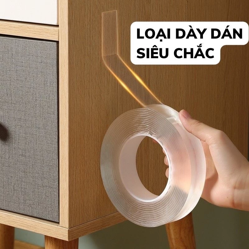 Băng dính 2 mặt siêu dính Nano trong suốt 3cm*3m dính mọi bề mặt tiện lợi