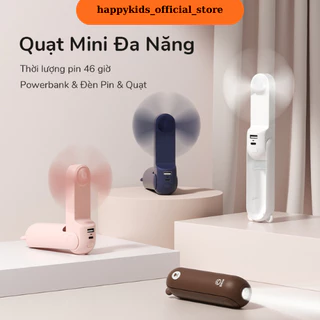 Quạt Cầm Tay Mini,Gấp Gọn 3 Chế Độ Gió,Tích Hợp Đèn Pin,Sạc Dự Phòng 2000mAh Đa Năng,Nhỏ Gọn Tiện Dụng,BH 12 Tháng