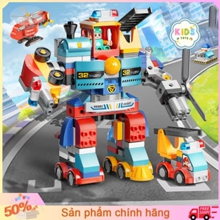 Đồ chơi trẻ em xếp hình chi tiết lớn, bộ xếp hình biến hình robot 195 chi tiết lớn dành cho bé từ 2-5 tuổi.