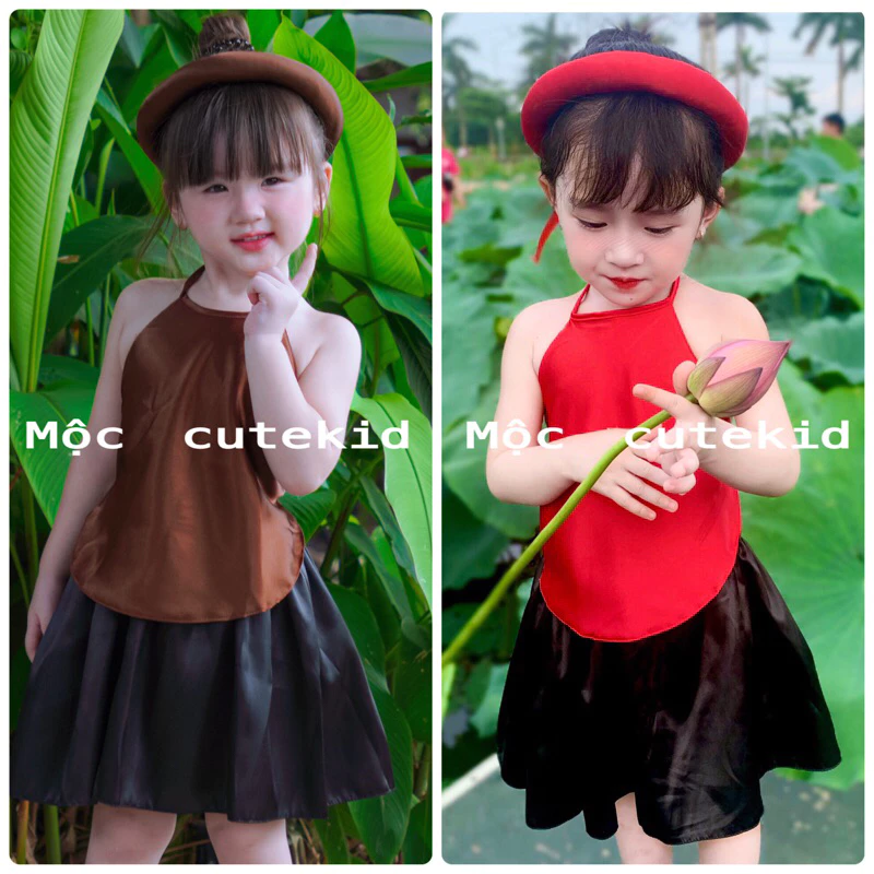 (6-23kg) bộ yếm đào cho bé gái - TẶNG MẤN - set đồ cho bé đi chơi Trung Thu, Lễ Hội