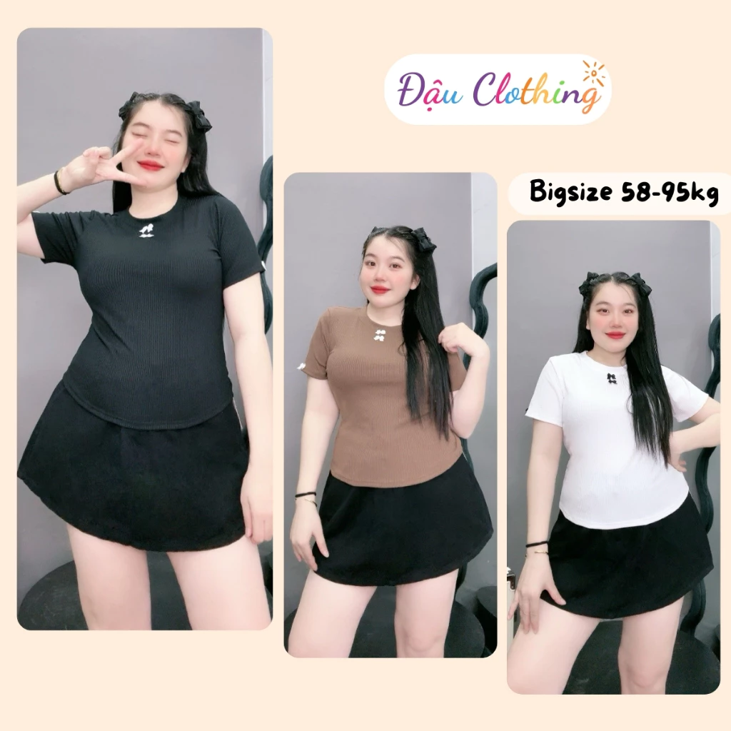 Áo thun bigsize nữ dáng áo baby tee cổ tròn tay ngắn chất thun gân tăm nữ tính cho bạn Chubby G156