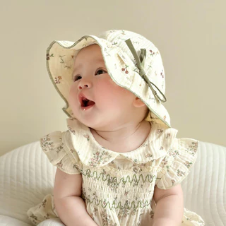 Mũ bèo xô muslin nhiều họa tiết dành cho bé gái size 3-15 tháng