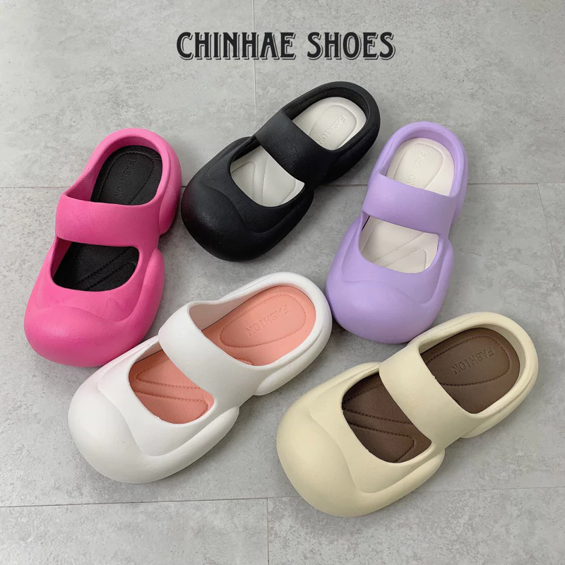 Dép sục cross bánh mì đế dày tăng chiều cao siêu mềm dẻo chống thâm nước màu kẹo ngọt năng động trẻ trung S006