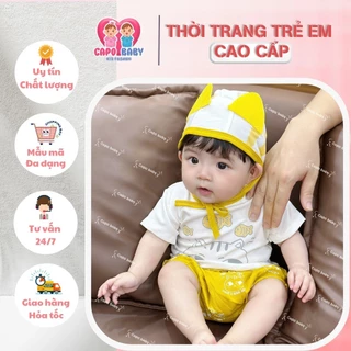 Bộ mèo body 3 chi tiết cho bé trai bé gái kèm nón cho bé 4-12kg[sh117]